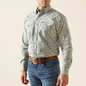 Ariat Emery Classic Fit Long Sleeve Paisley Marble Snap Shirt Blue Med Western